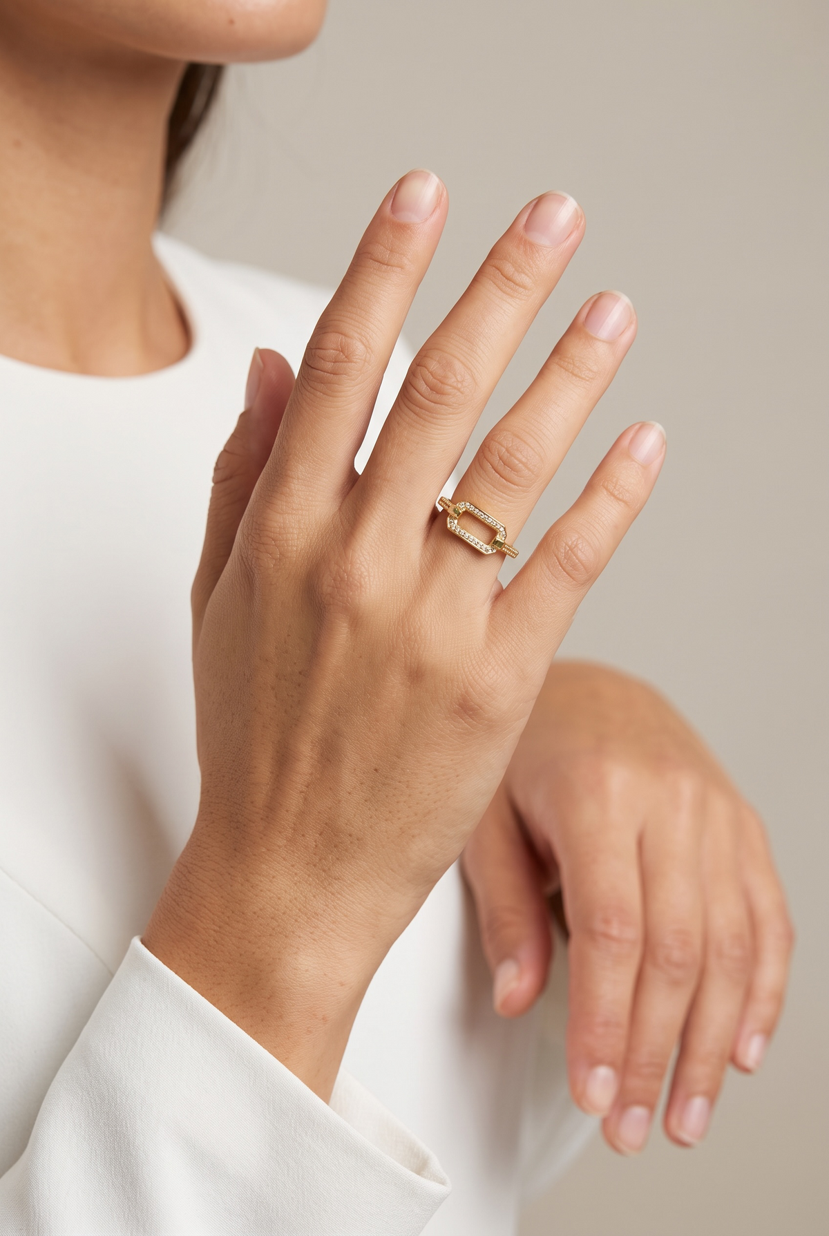 18k Gold Filled Pave Link Ring