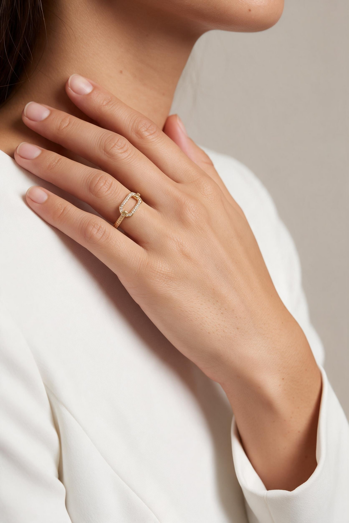 18k Gold Filled Pave Link Ring