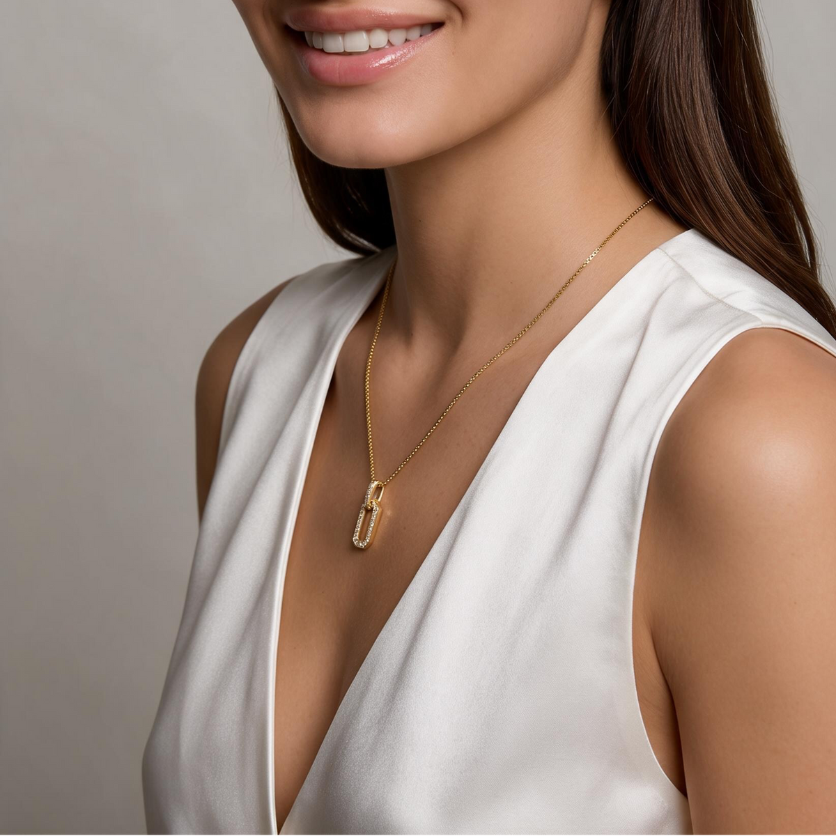 18k Gold Filled Pave Link Necklace