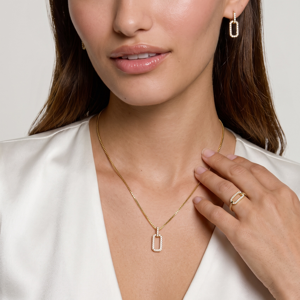18k Gold Filled Pave Link Necklace