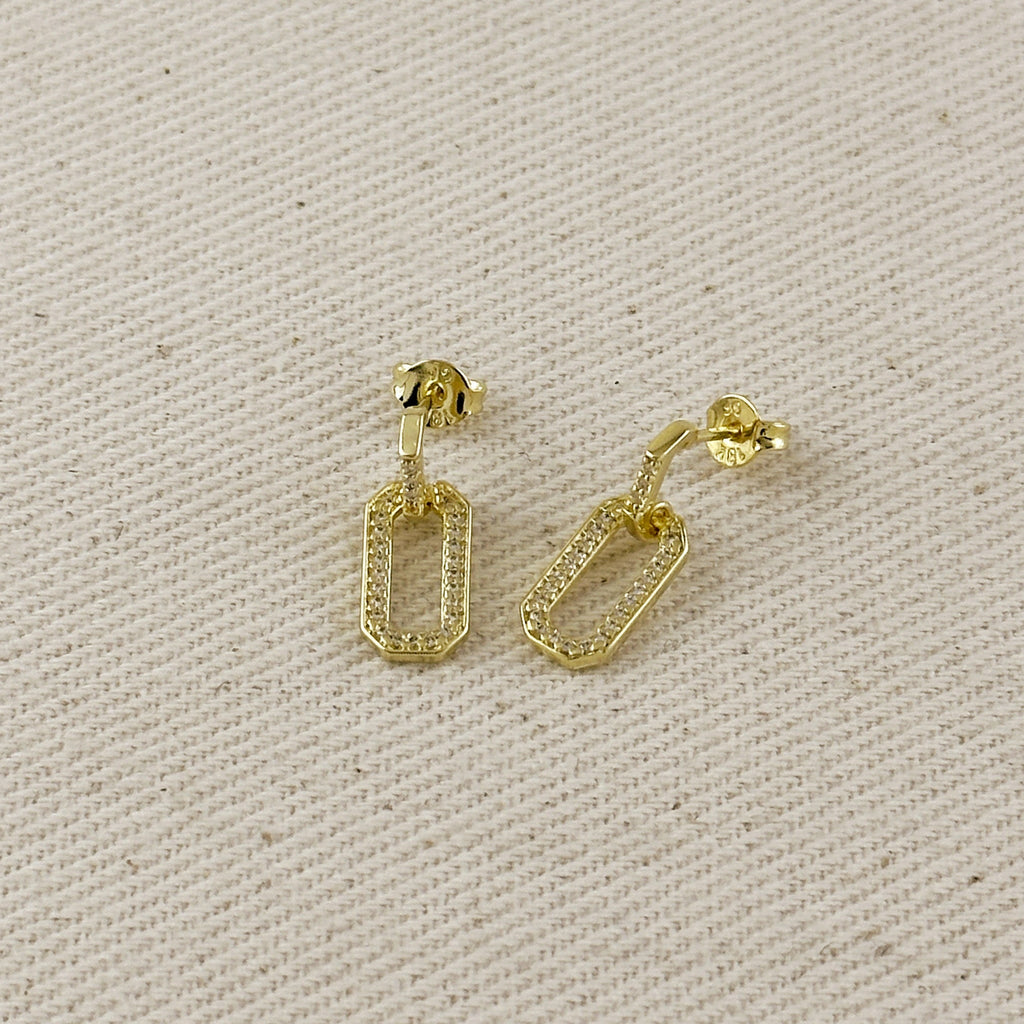 18k Gold Filled Pave Link Earrings