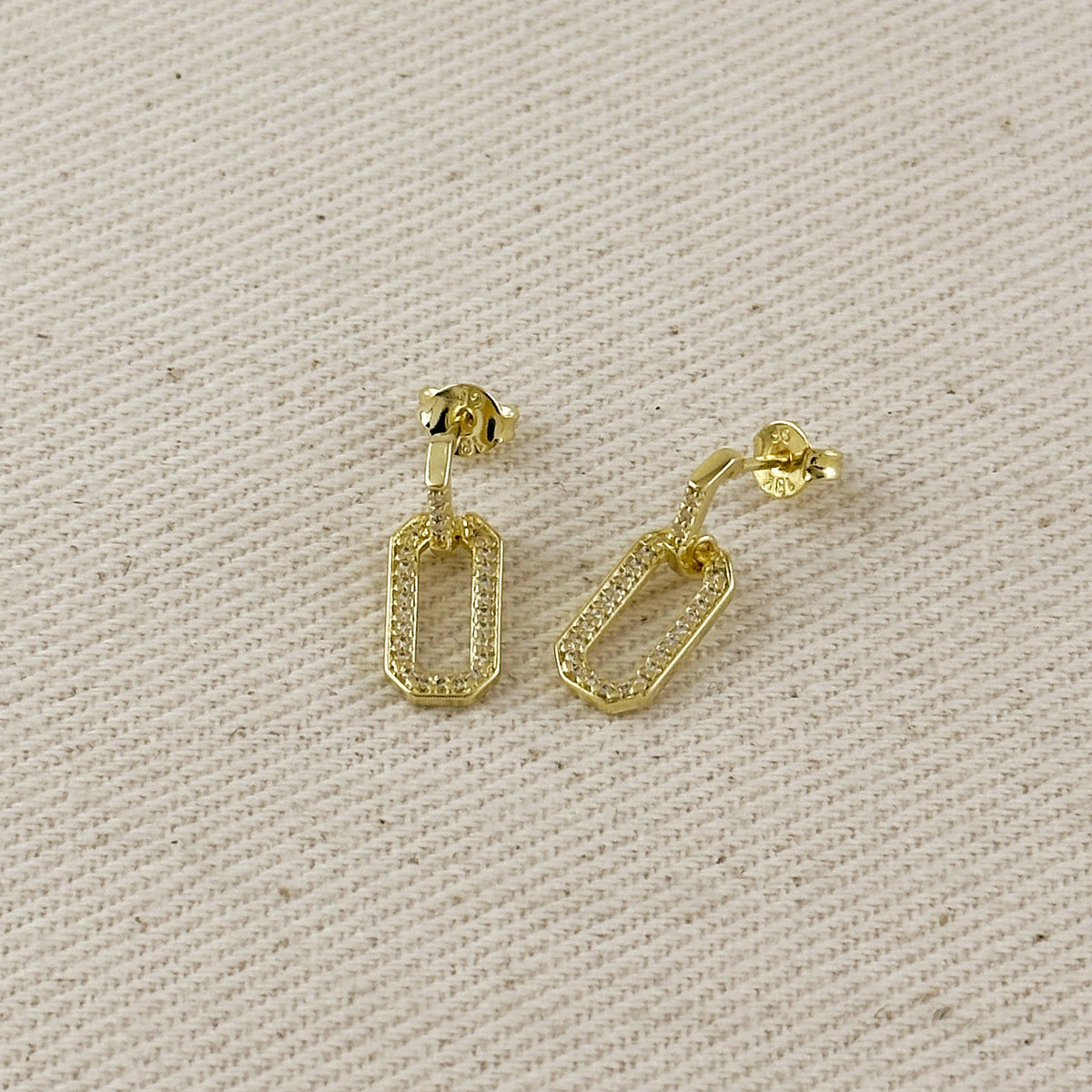 18k Gold Filled Pave Link Earrings