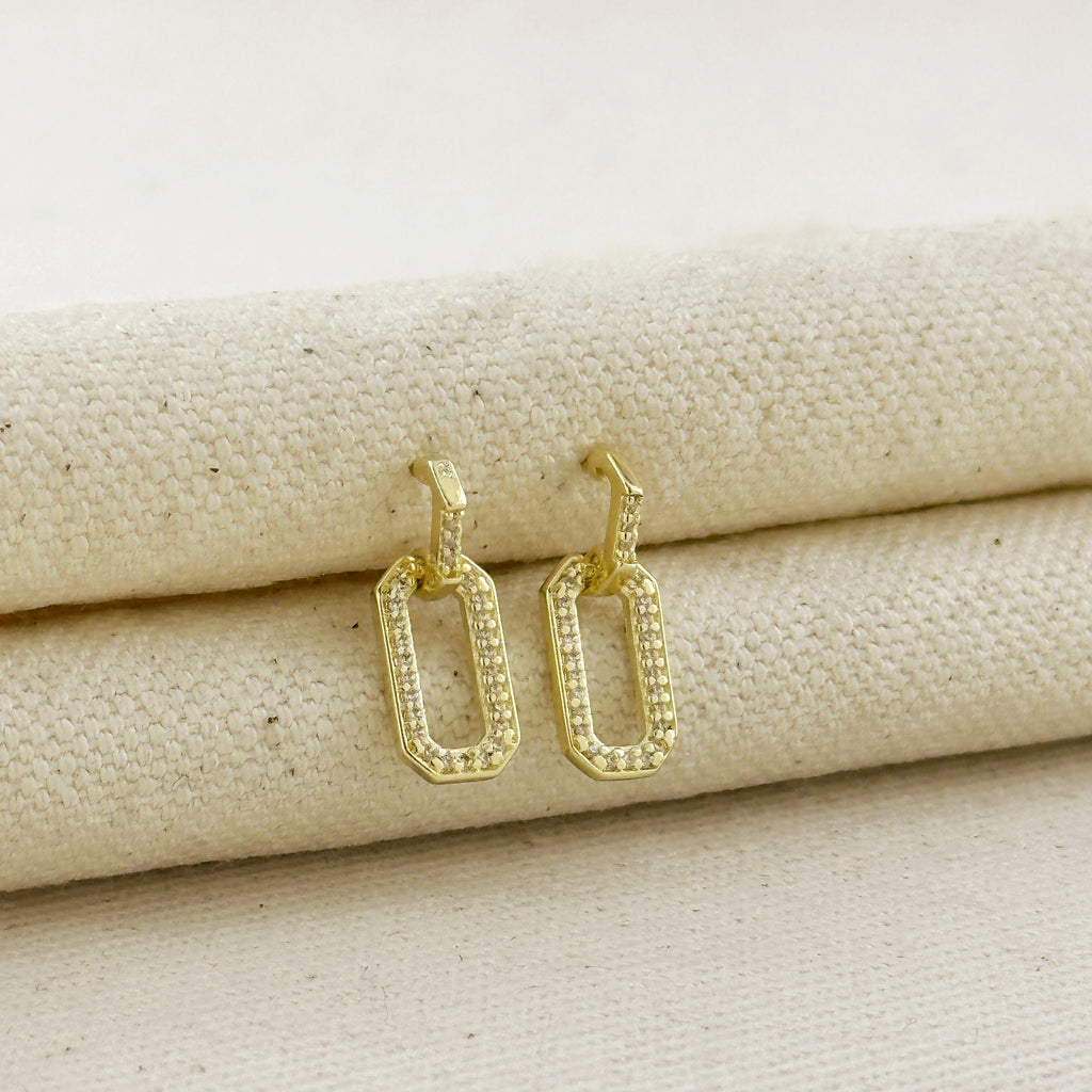 18k Gold Filled Pave Link Earrings
