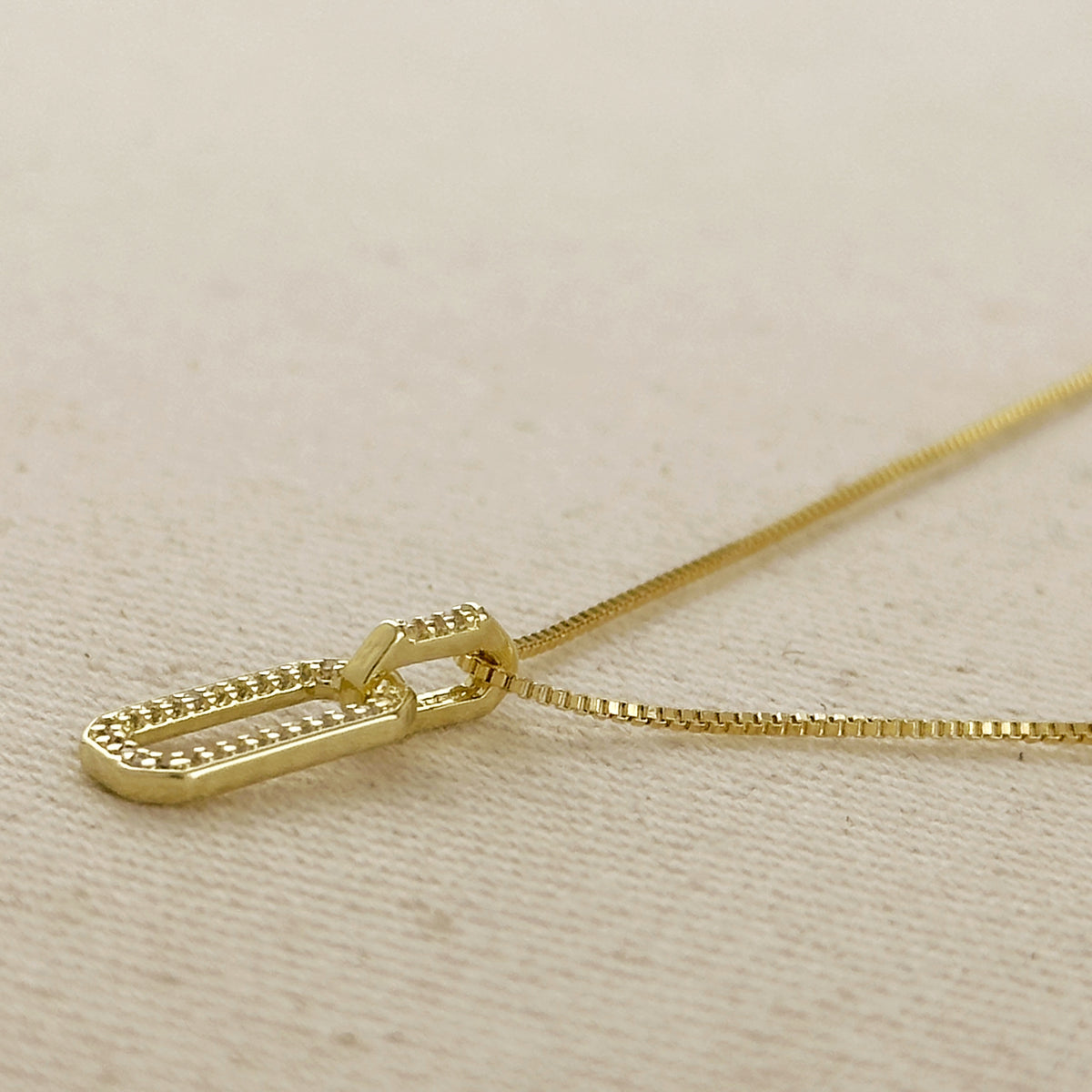 18k Gold Filled Pave Link Necklace