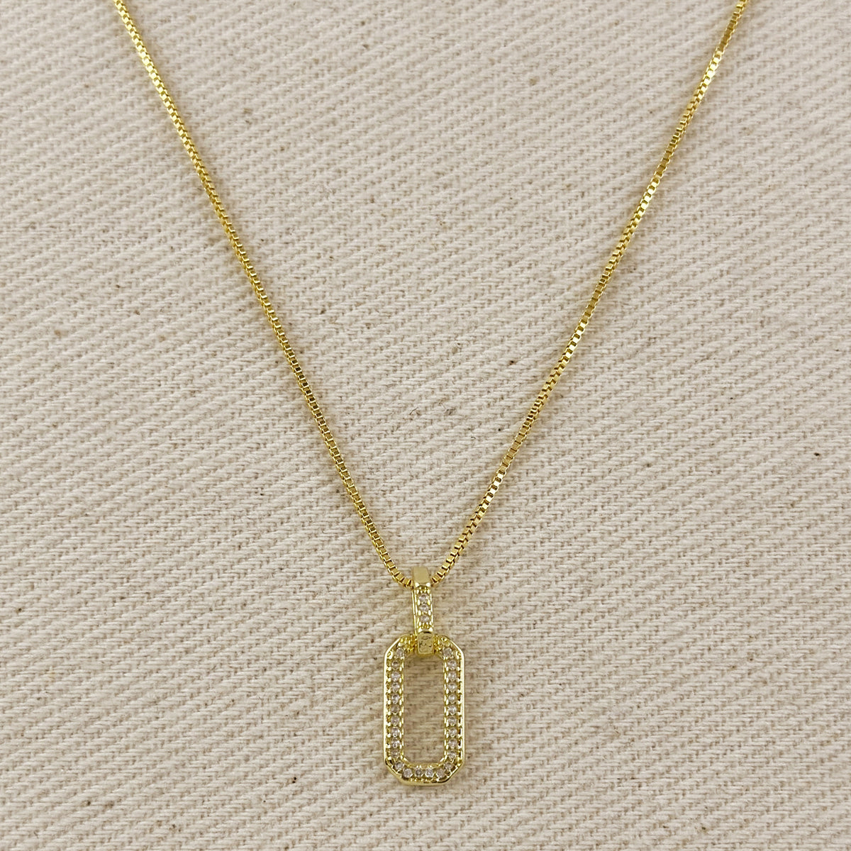 18k Gold Filled Pave Link Necklace