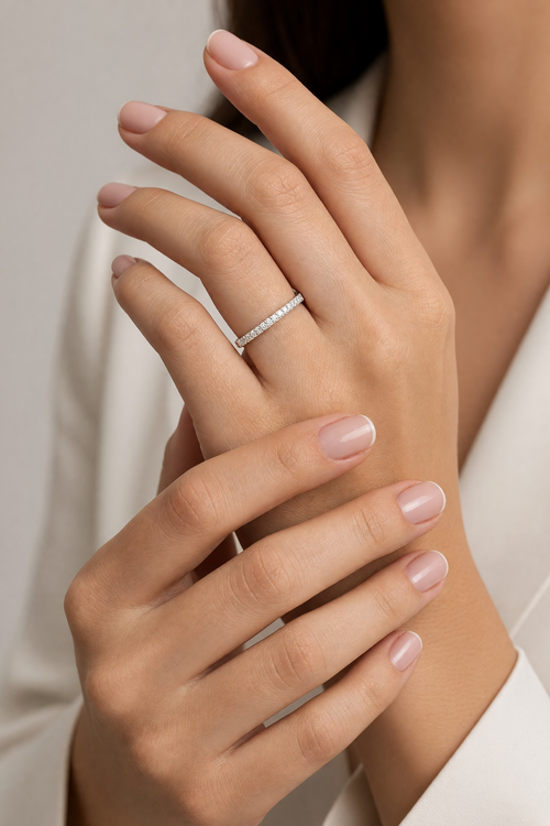 .925 Silver Filled 1.1mm CZ Eternity Band Ring