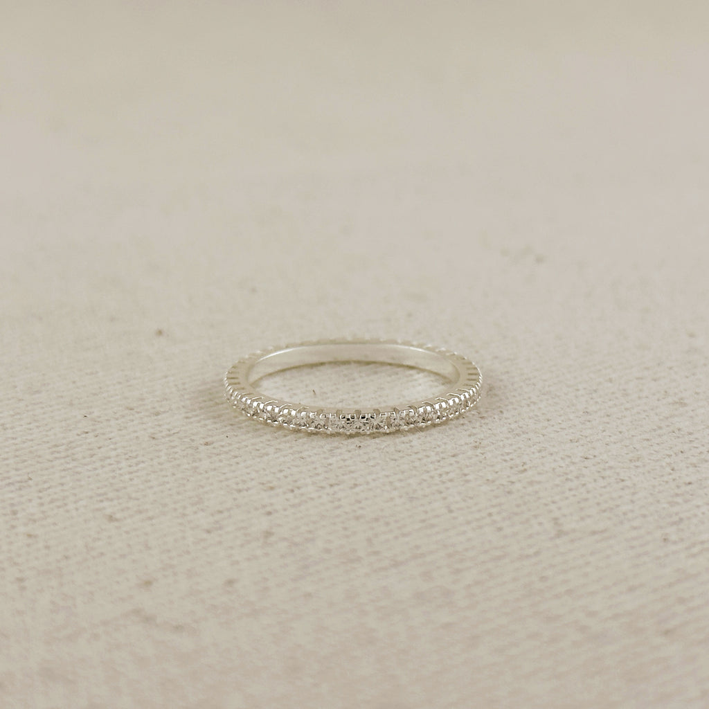 .925 Silver Filled 1.1mm CZ Eternity Band Ring