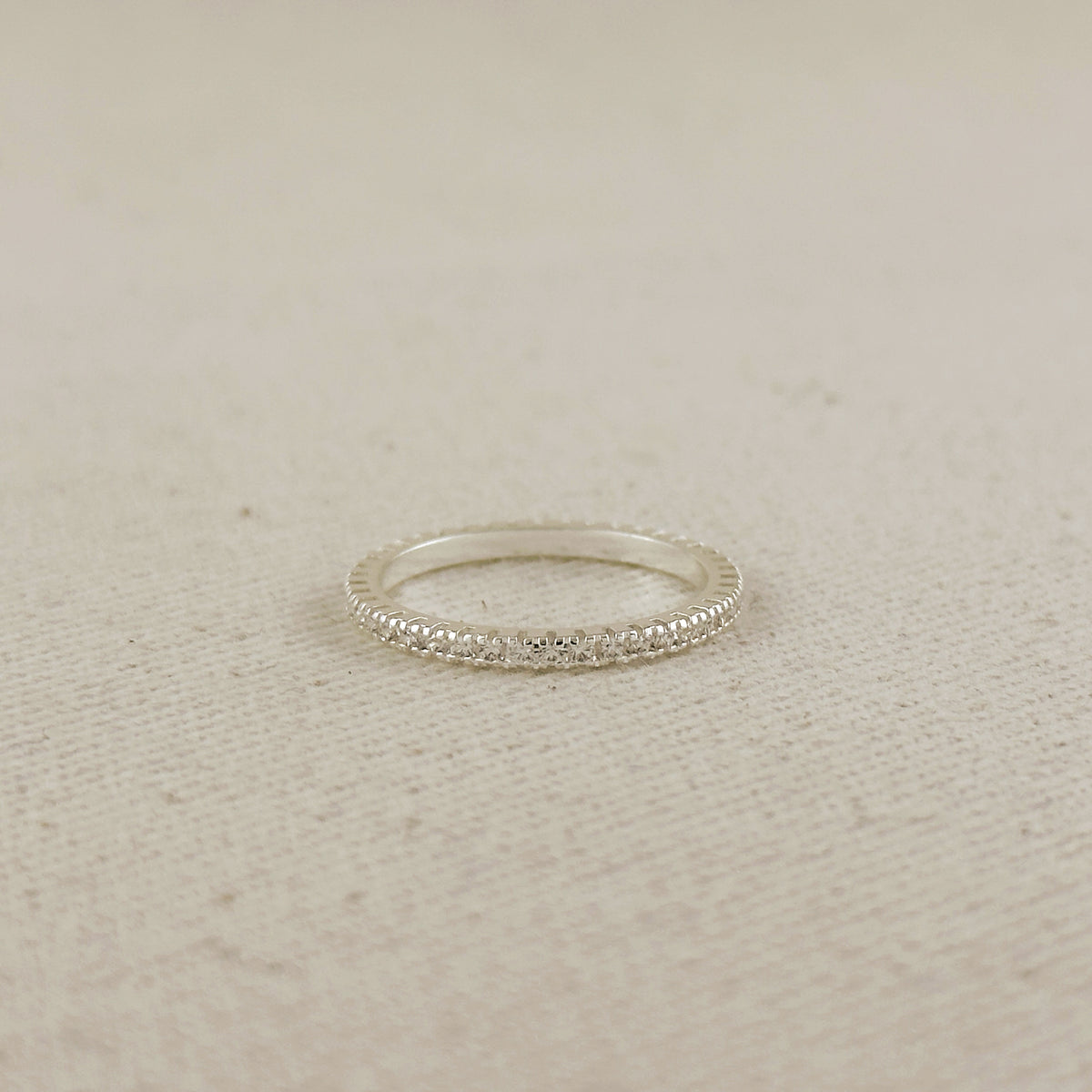 .925 Silver Filled 1.1mm CZ Eternity Band Ring