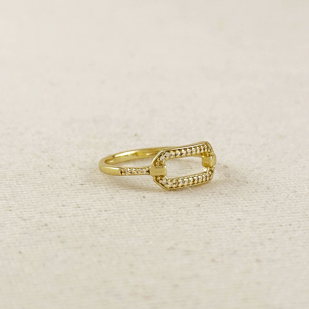 18k Gold Filled Pave Link Ring