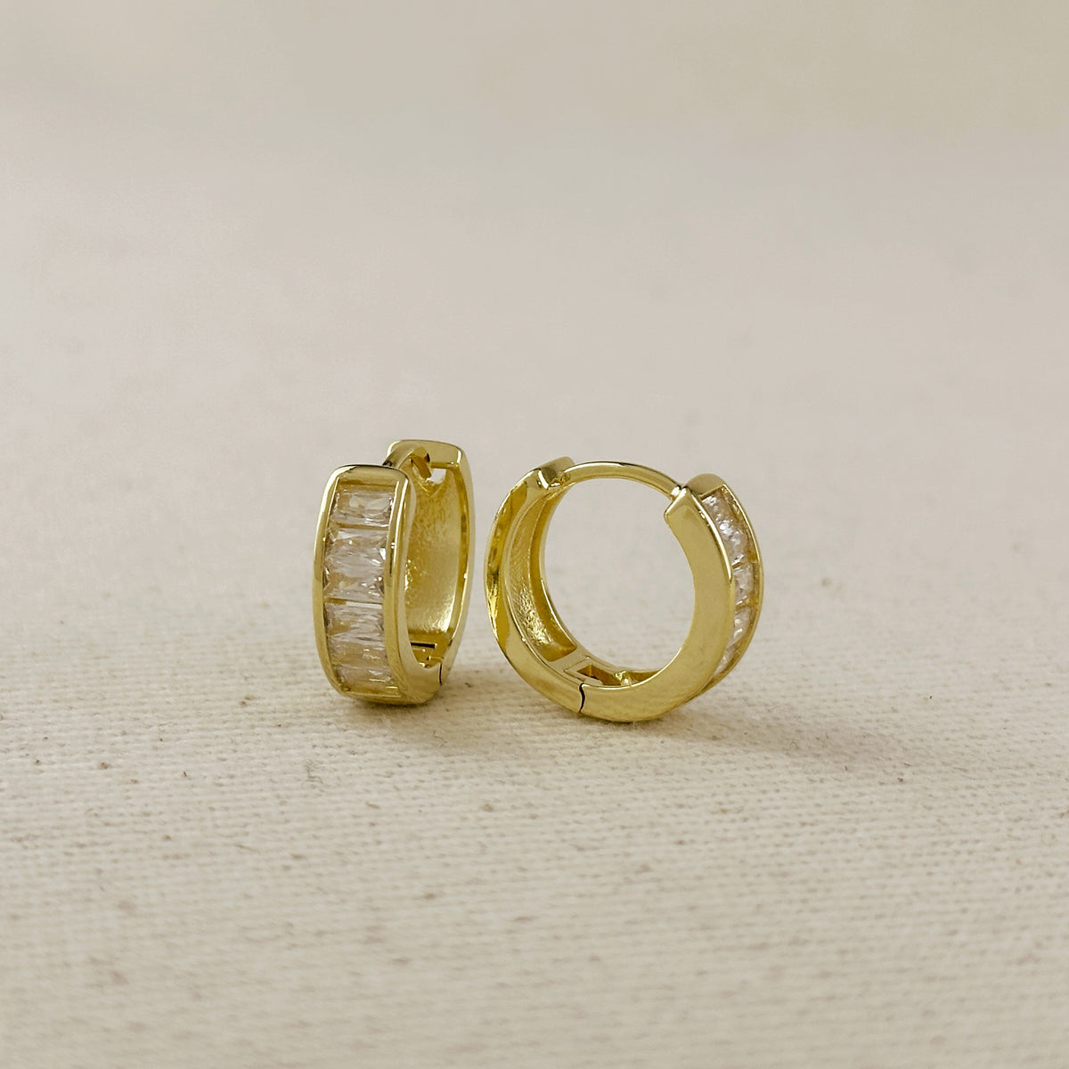 18K Gold Filled CZ Huggie Hoop Earrings