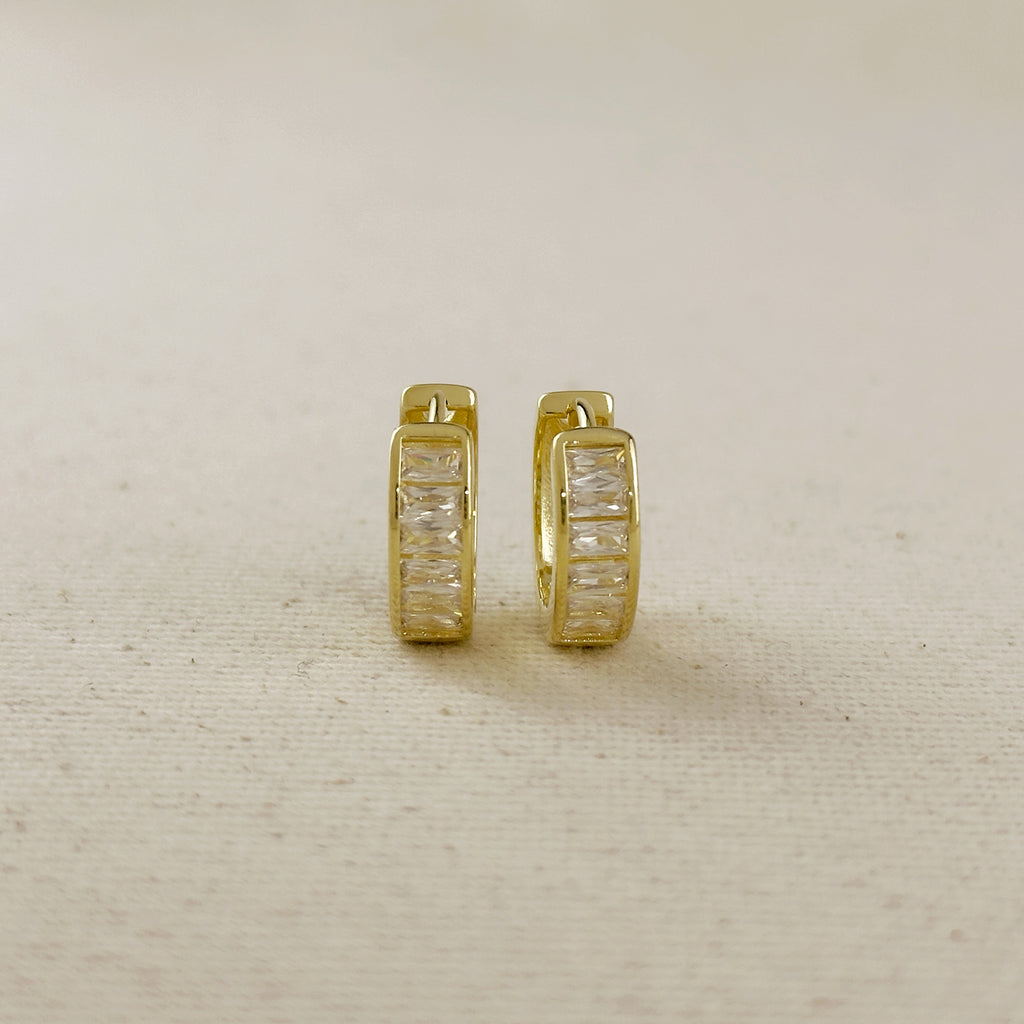 18K Gold Filled CZ Huggie Hoop Earrings