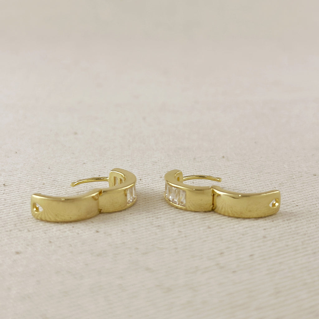 18K Gold Filled CZ Huggie Hoop Earrings