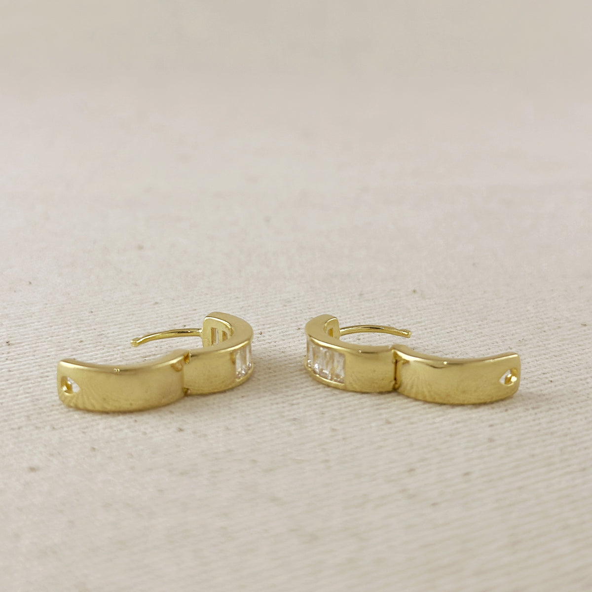 18K Gold Filled CZ Huggie Hoop Earrings