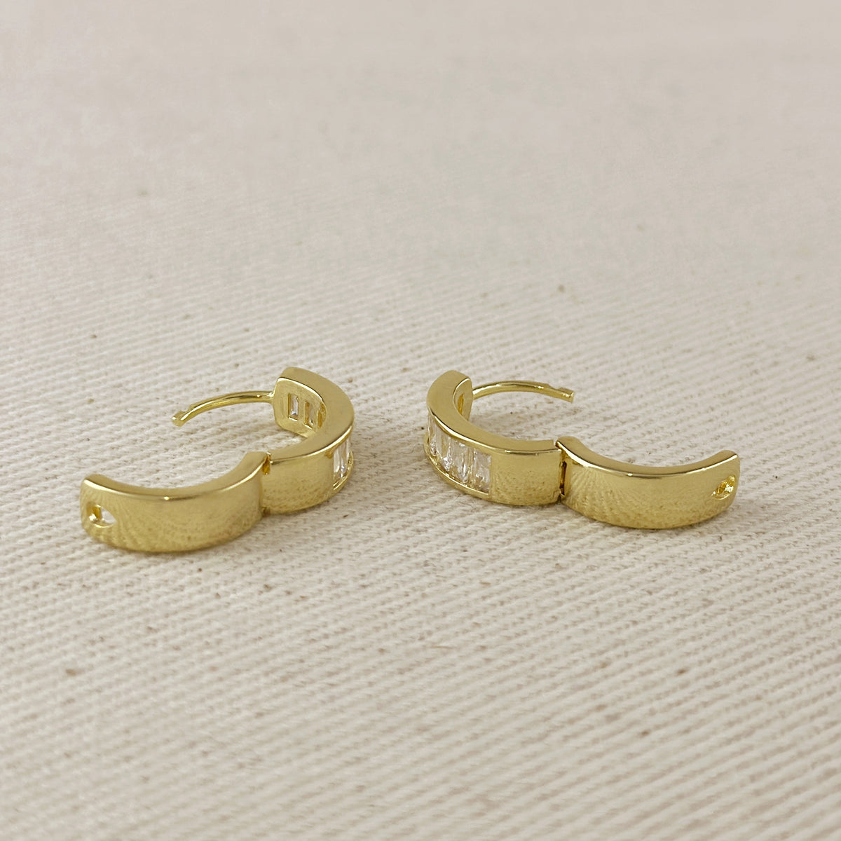 18K Gold Filled CZ Huggie Hoop Earrings
