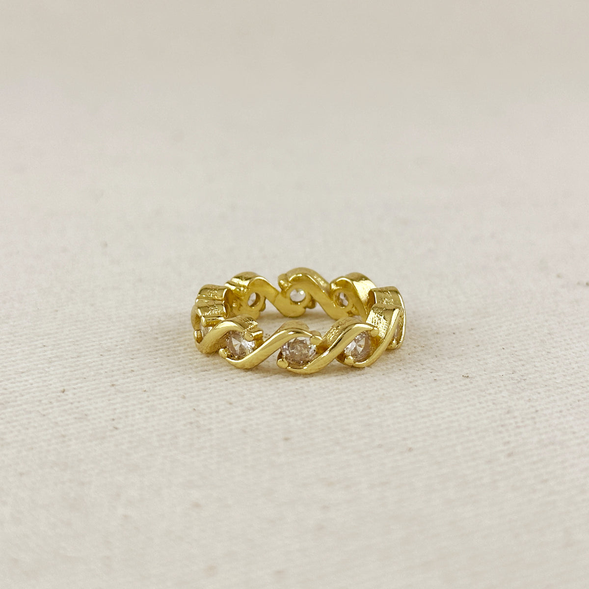 18k Gold Filled Colored CZ Wave Eternity Band Ring