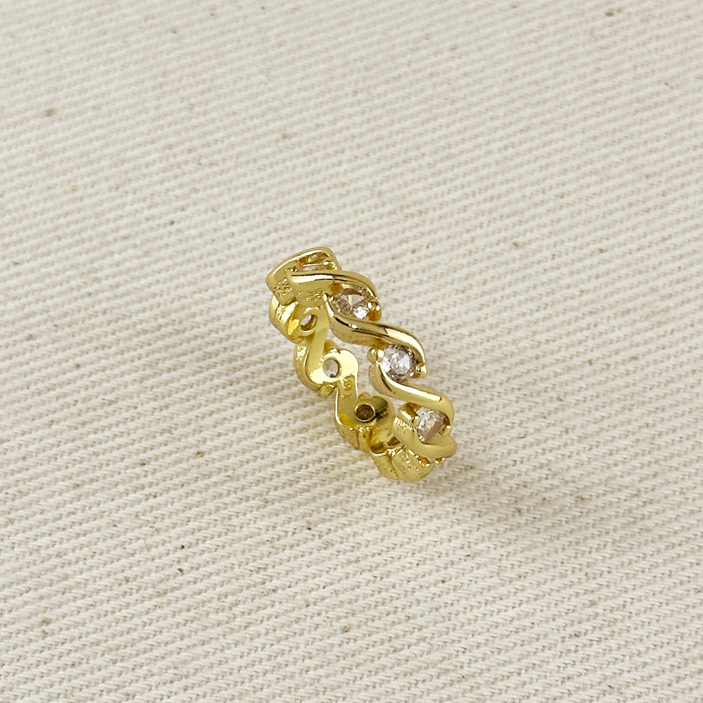 18k Gold Filled Colored CZ Wave Eternity Band Ring