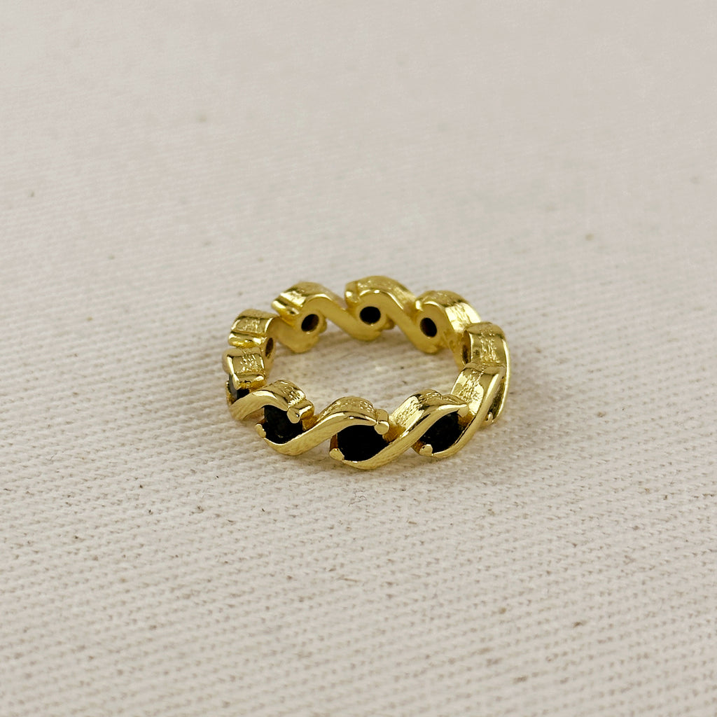 18k Gold Filled Colored CZ Wave Eternity Band Ring