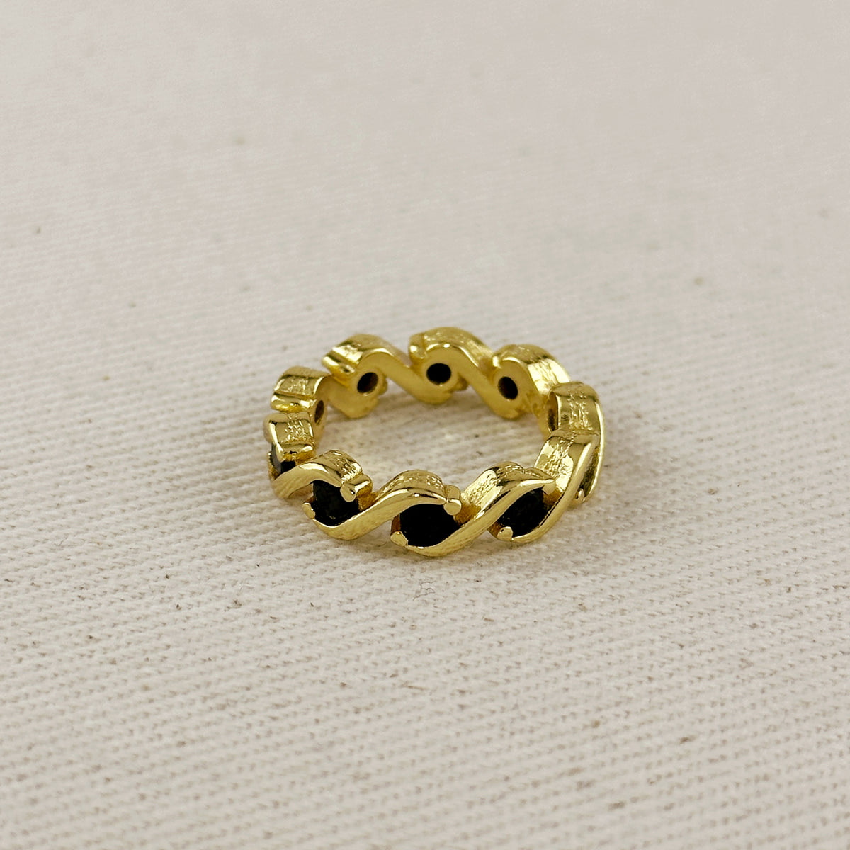 18k Gold Filled Colored CZ Wave Eternity Band Ring