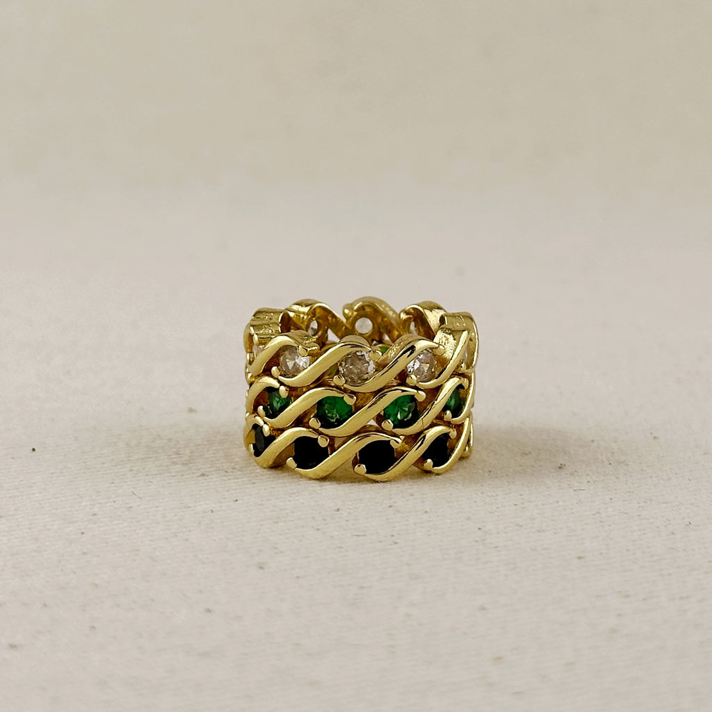 18k Gold Filled Colored CZ Wave Eternity Band Ring