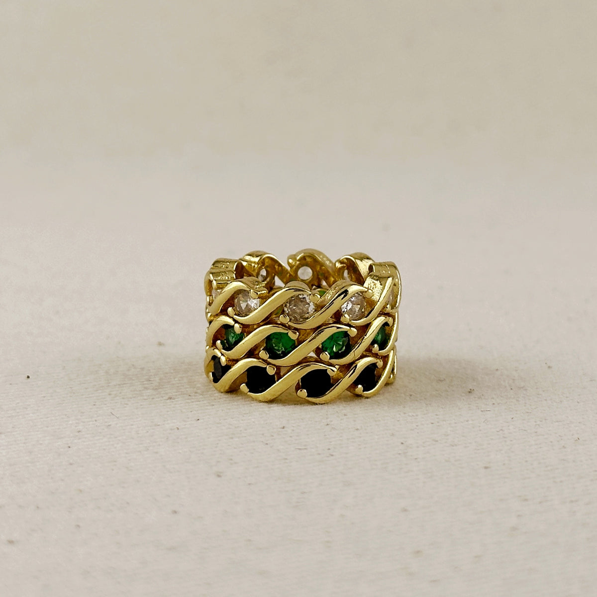 18k Gold Filled Colored CZ Wave Eternity Band Ring
