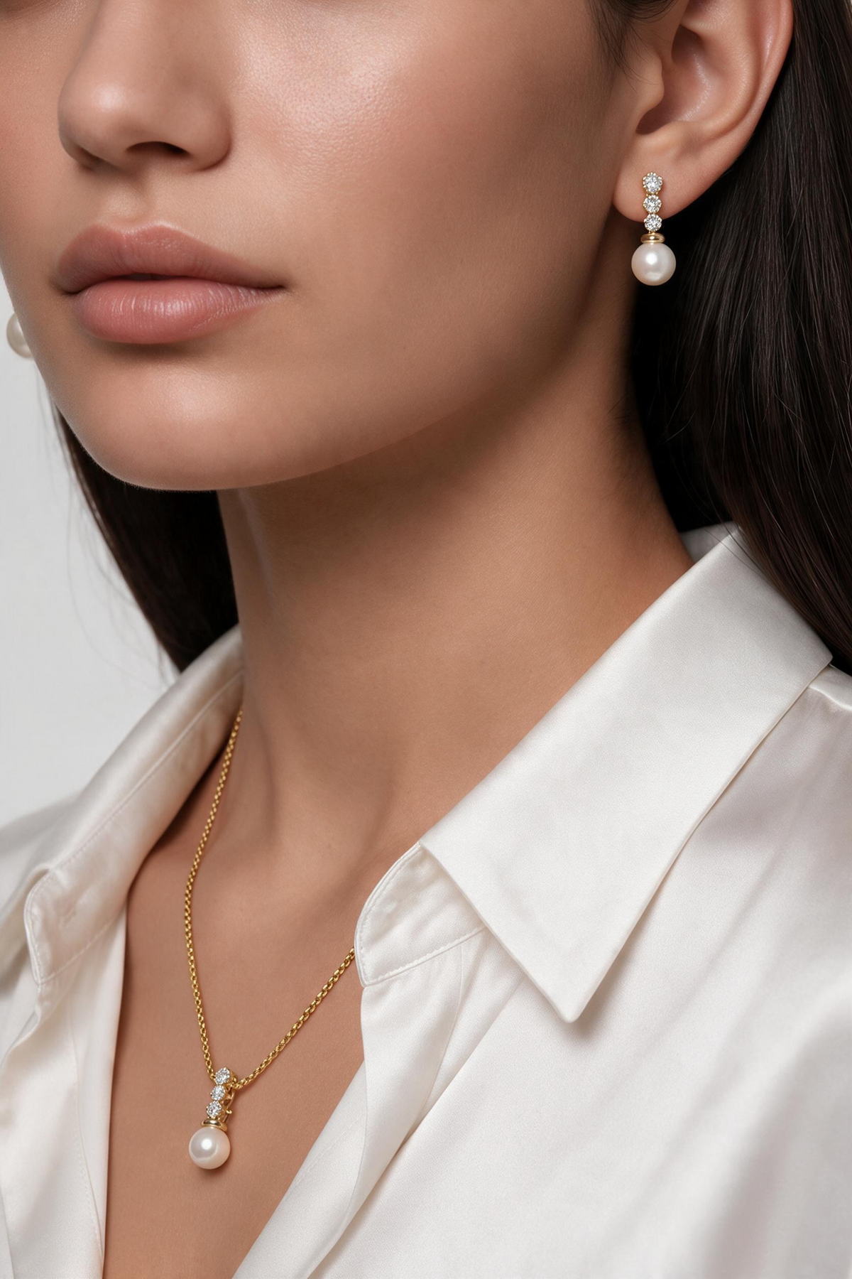 18k Gold Filled CZ & pearl Drop Stud Earrings