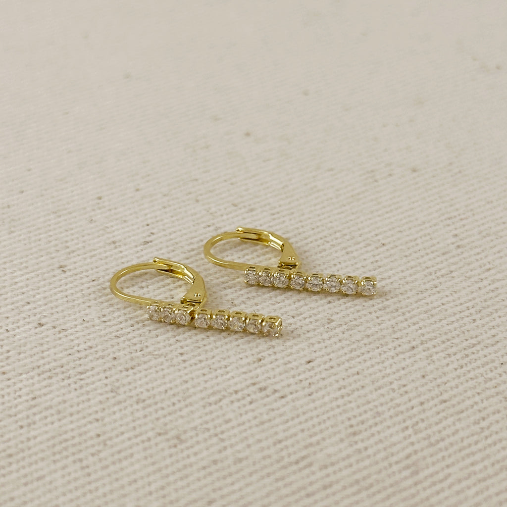 18K Gold Filled CZ String Lever Back Hoop Earrings