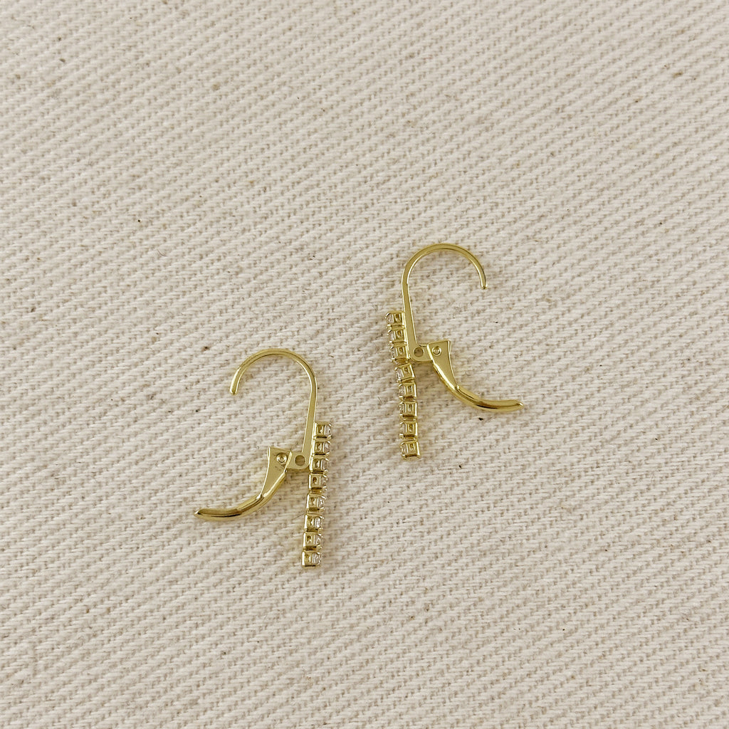 18K Gold Filled CZ String Lever Back Hoop Earrings