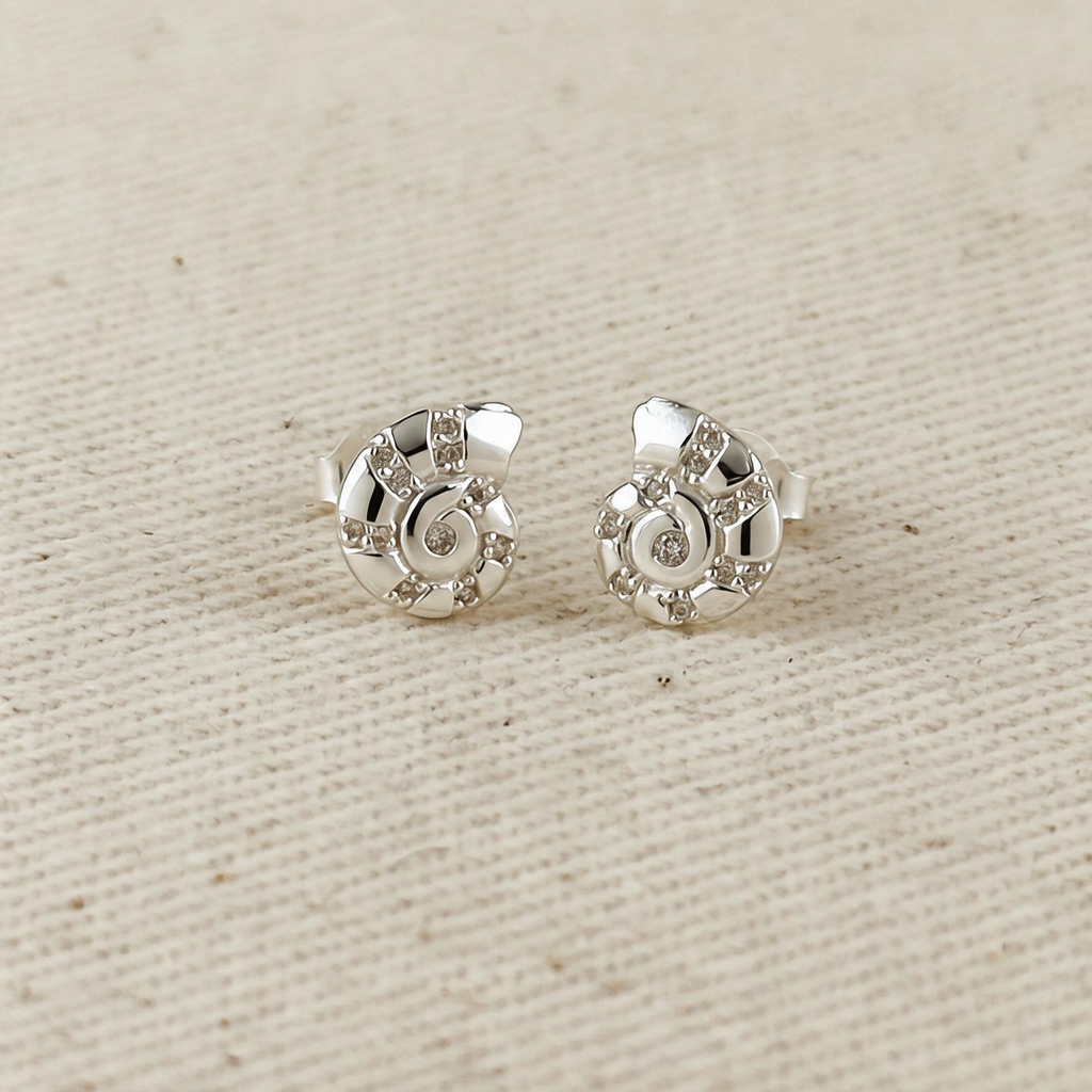 .925 Sterling Silver Shell Stud