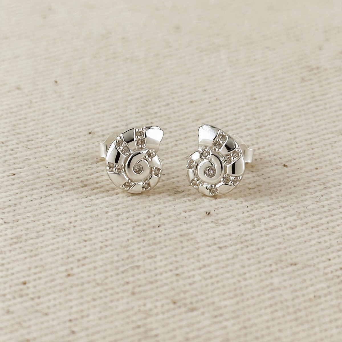 .925 Sterling Silver Shell Stud