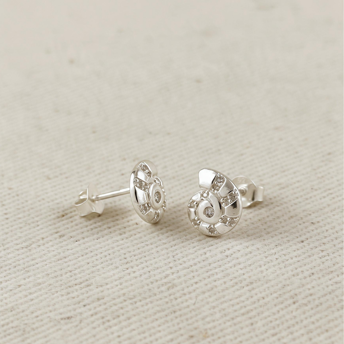.925 Sterling Silver Shell Stud