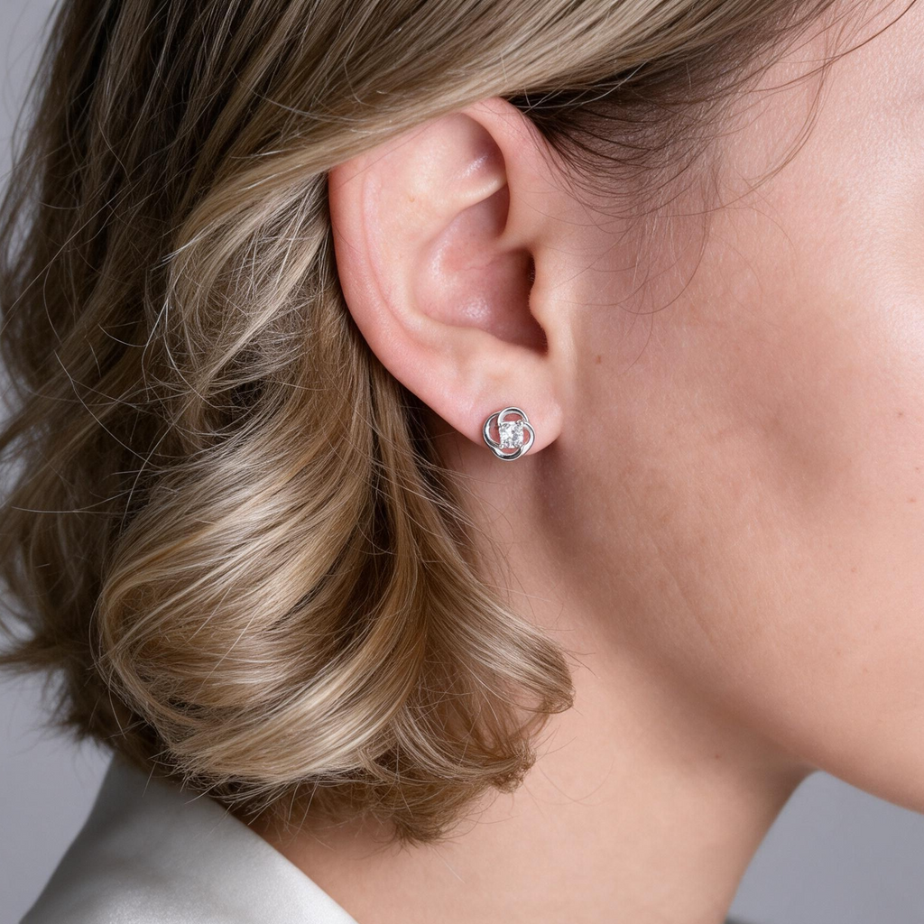 .925 Sterling Silver Floral Stud