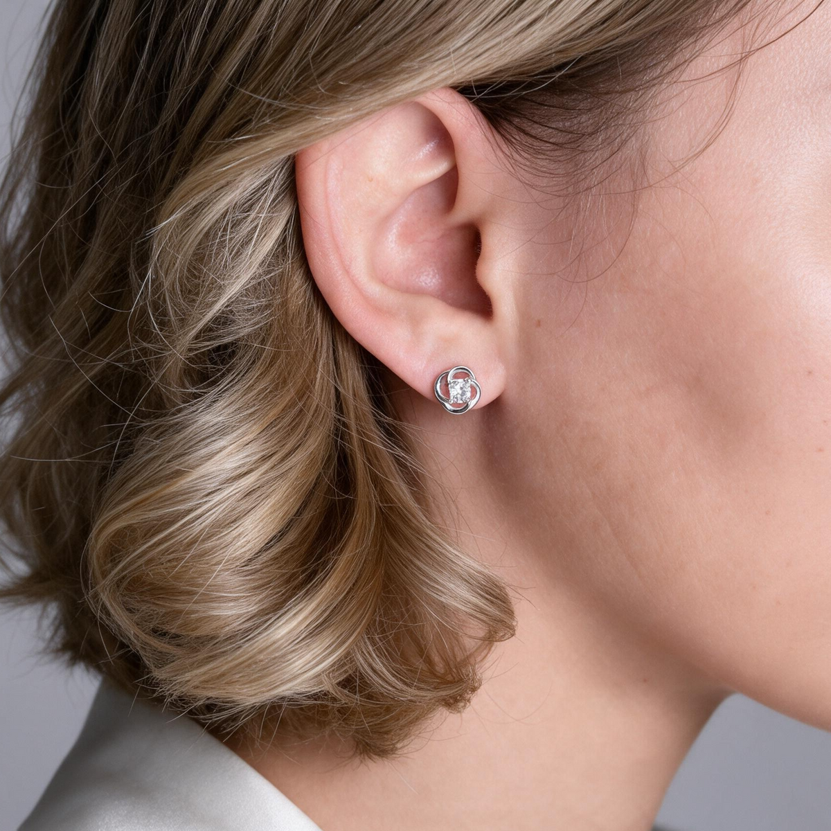 .925 Sterling Silver Floral Stud