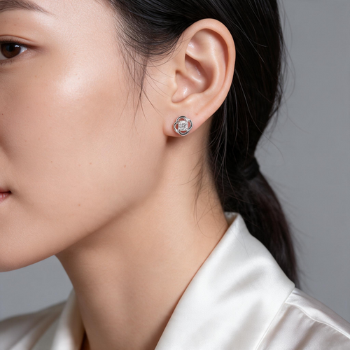 .925 Sterling Silver Floral Stud