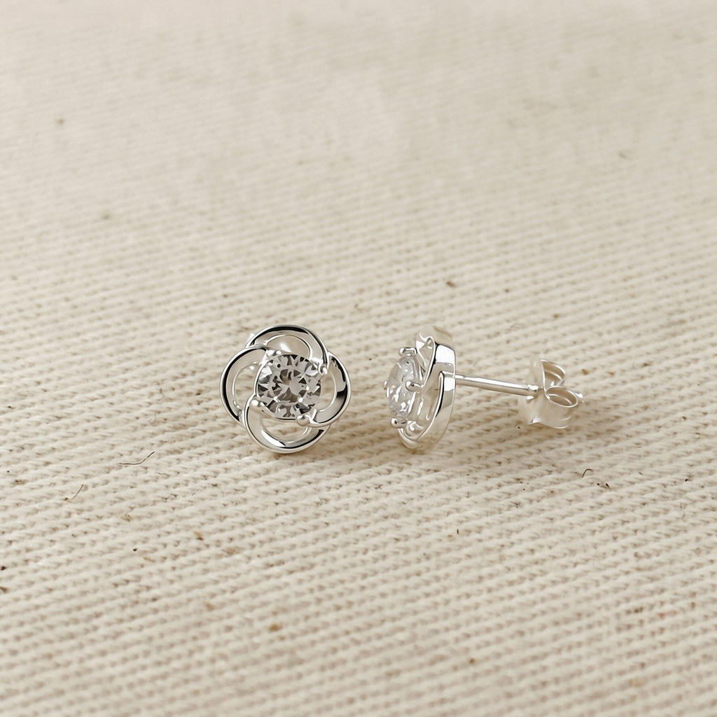 .925 Sterling Silver Floral Stud