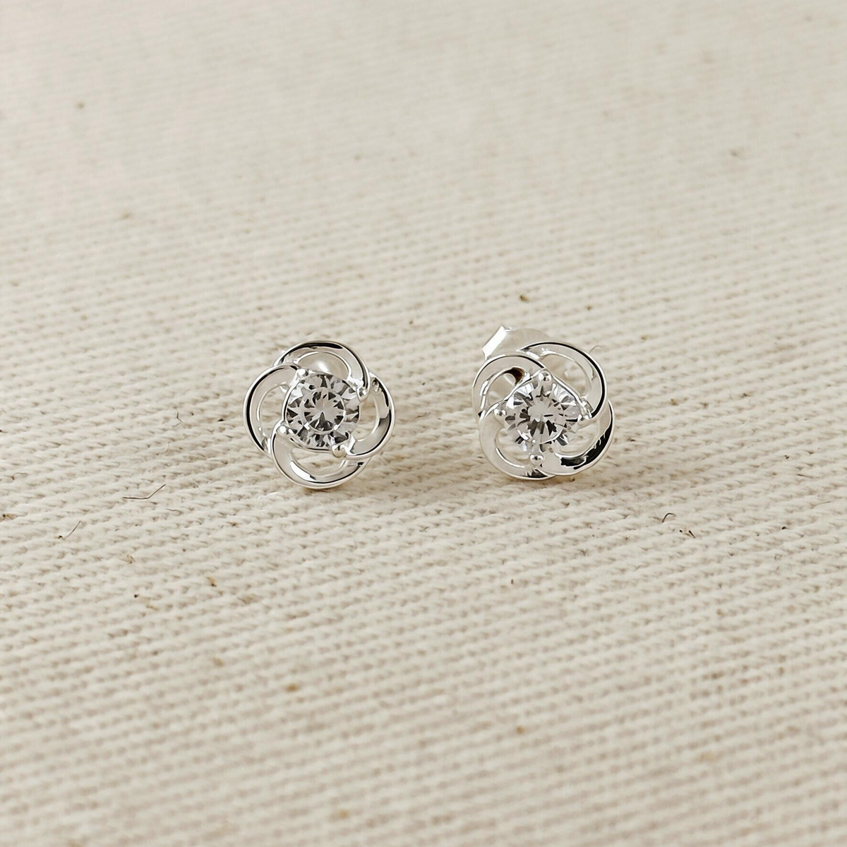 .925 Sterling Silver Floral Stud
