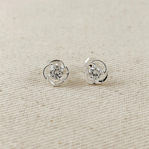 .925 Sterling Silver Floral Stud