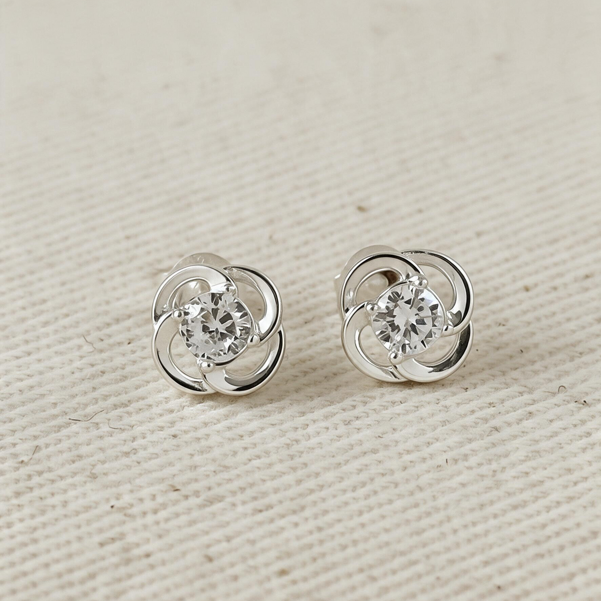 .925 Sterling Silver Floral Stud