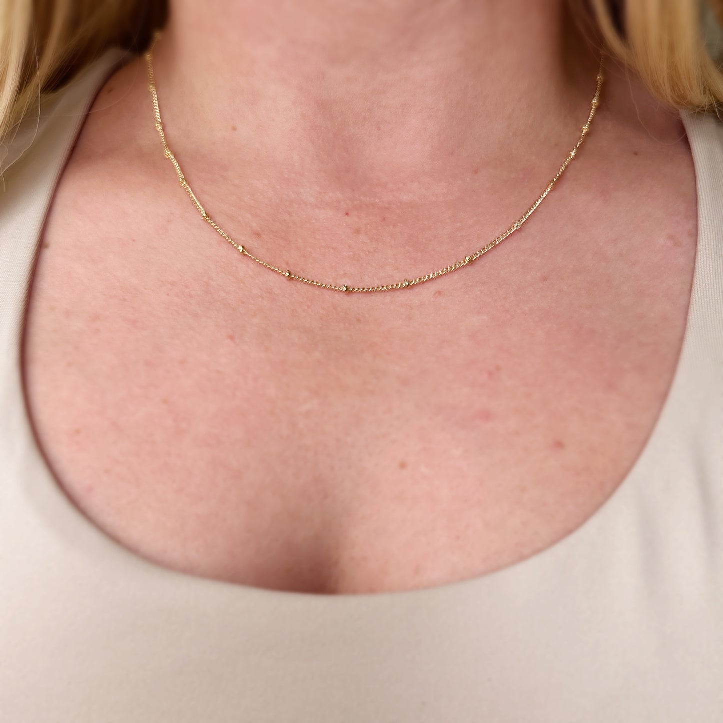 18k Gold Filled 1mm Satellite Chain in 16", 18", 20", 22" Length