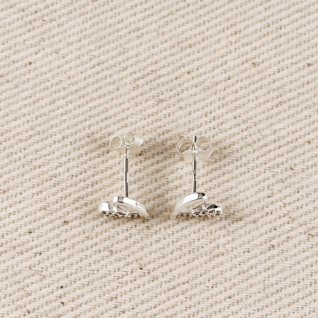 .925 Sterling Silver CZ Heart Stud