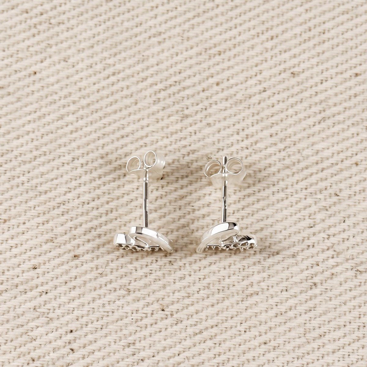 .925 Sterling Silver CZ Heart Stud