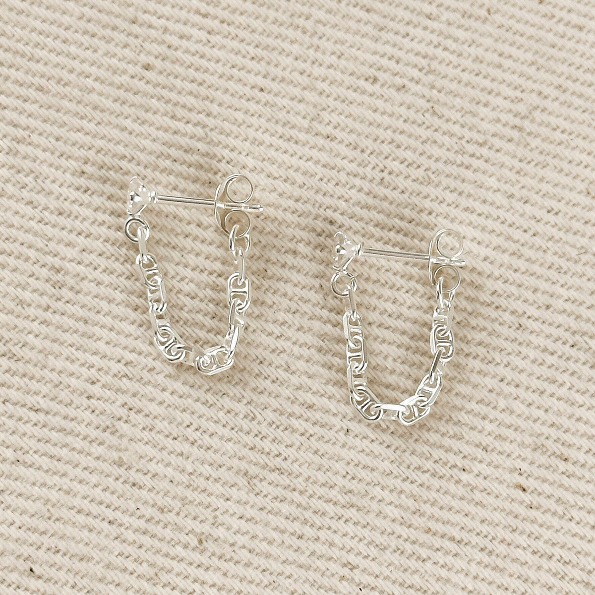 .925 Sterling Silver CZ Stud with Chain