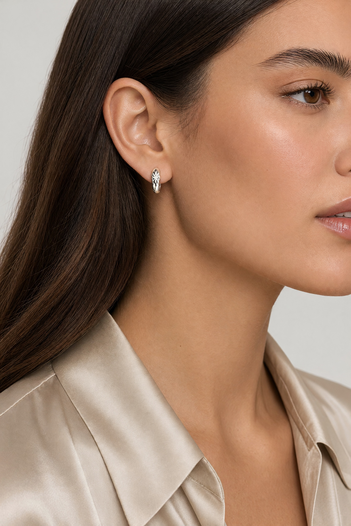 .925 Sterling Silver Starburst Huggie Earrings