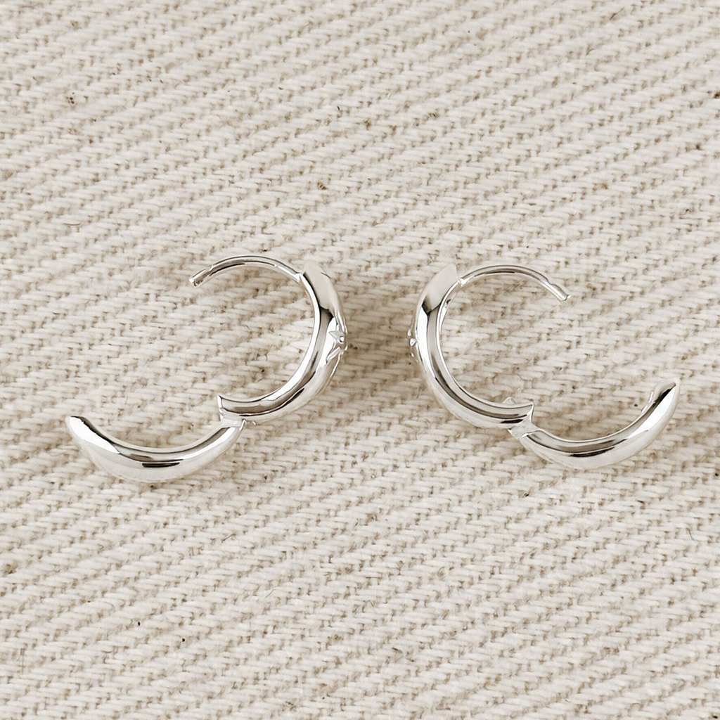 .925 Sterling Silver Starburst Huggie Earrings