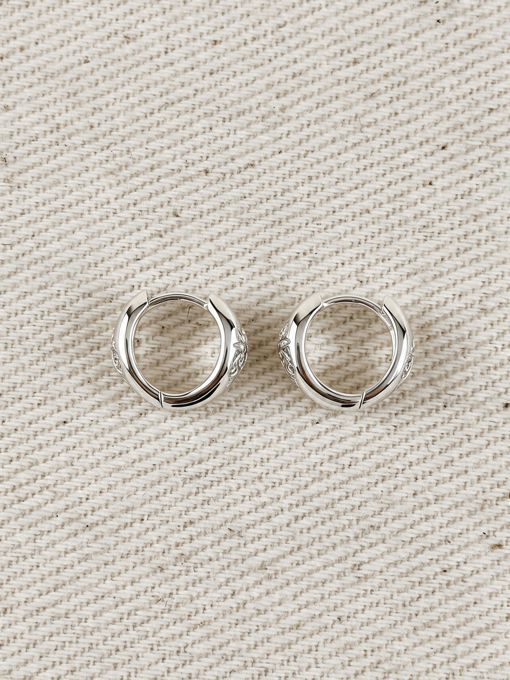 .925 Sterling Silver Starburst Huggie Earrings