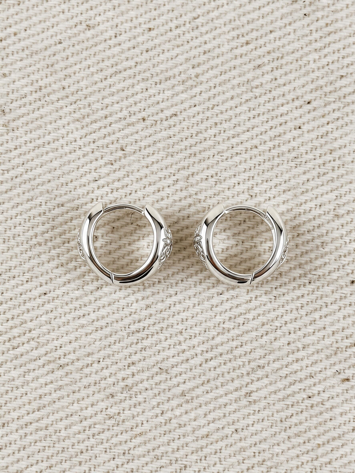 .925 Sterling Silver Starburst Huggie Earrings
