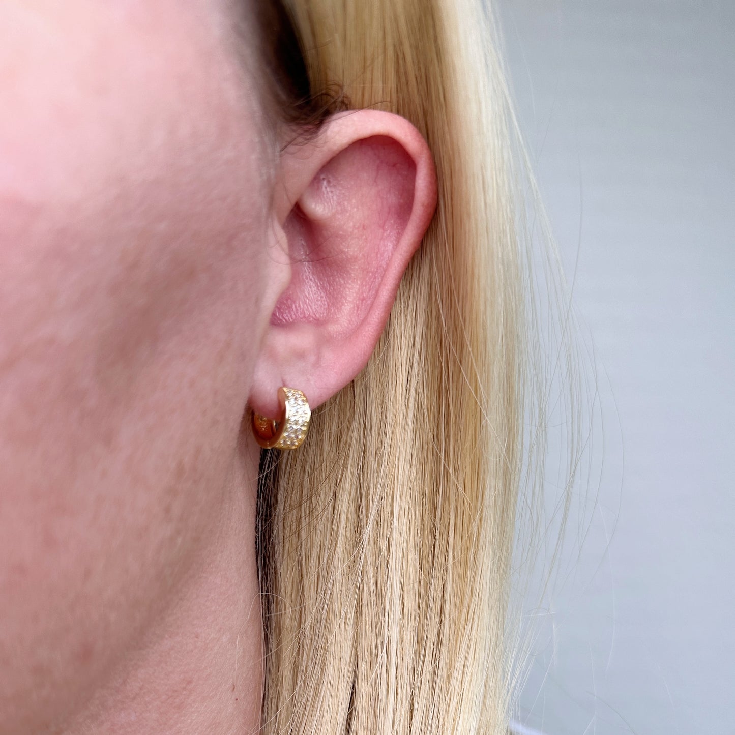 Wide CZ Clicker Hoop Earrings