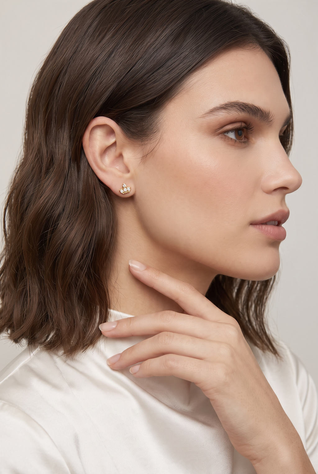 18k Gold Filled CZ Crown Stud Earrings