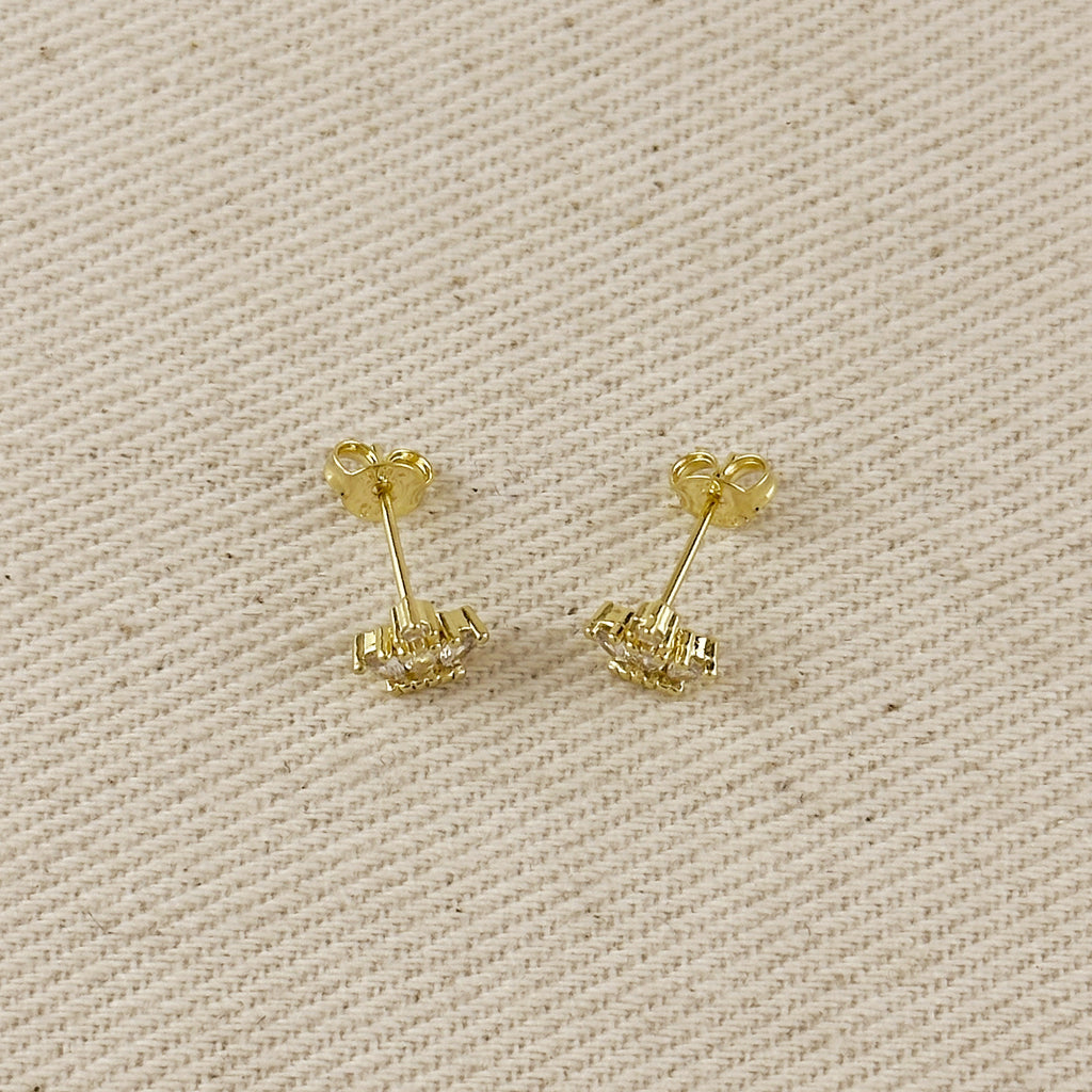 18k Gold Filled CZ Crown Stud Earrings