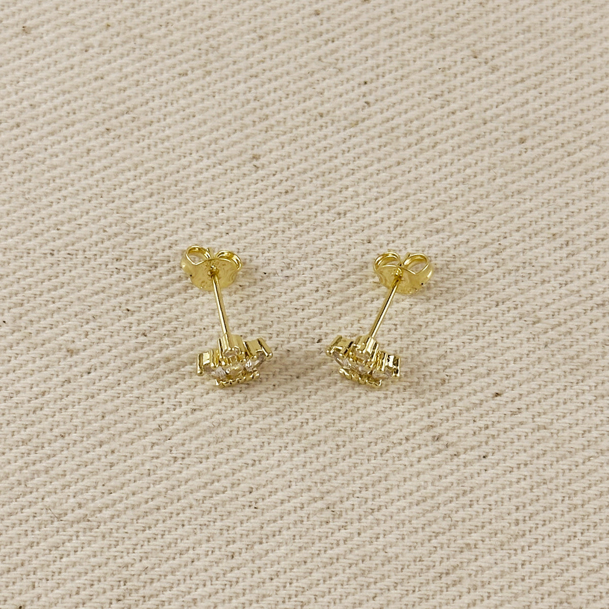 18k Gold Filled CZ Crown Stud Earrings