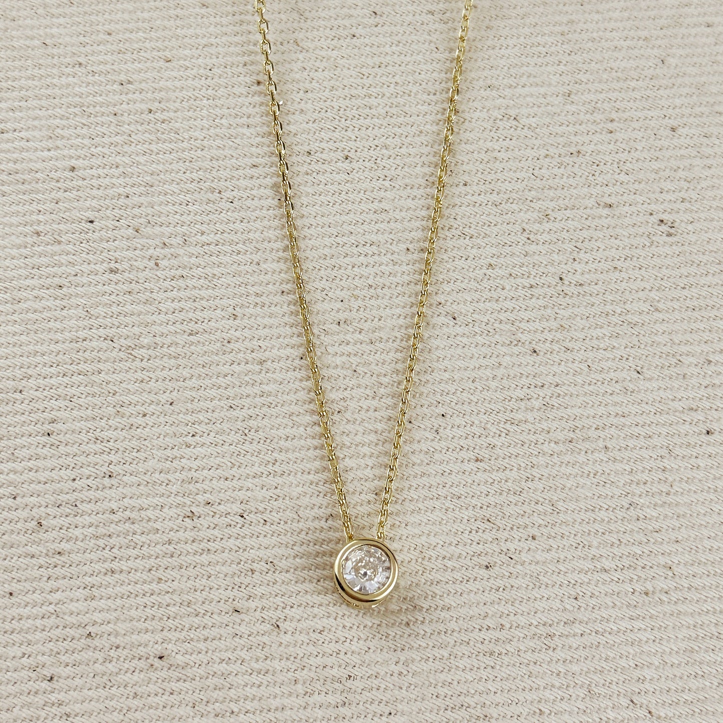 18k Gold Filled Solitaire CZ Necklace